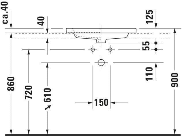 Duravit Einbauwaschtisch 2nd floor 600 mm mit Überlauf und WonderGliss Beschichtung – Weiß
