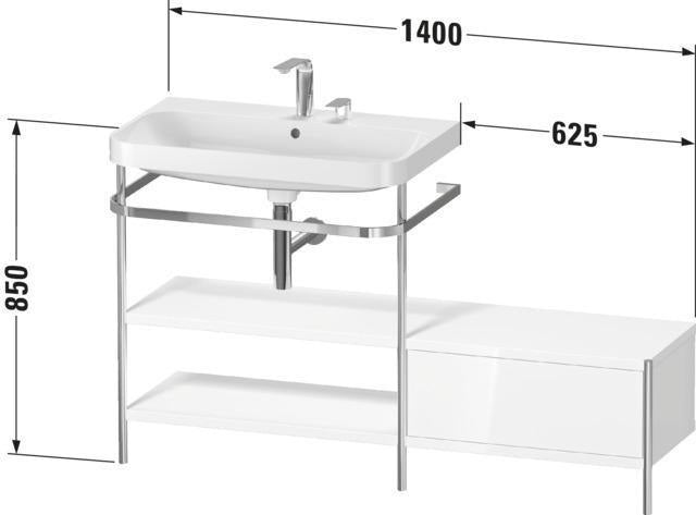 Duravit Happy D.2 Plus Waschtischunterbau 1400x490mm mit Metallkonsole supermatt