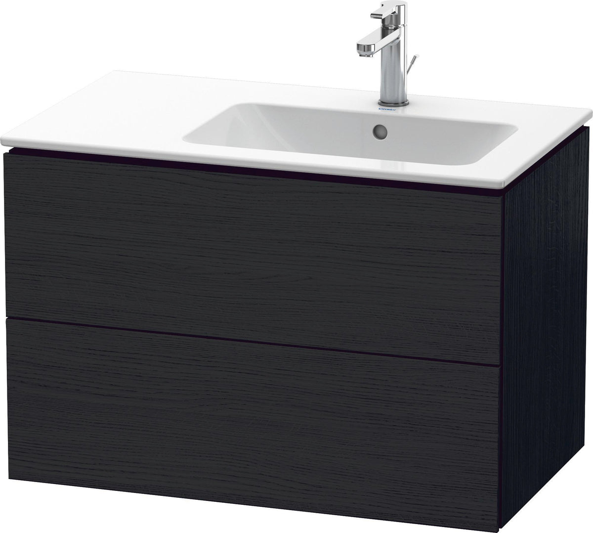 DURAVIT L-Cube Waschtischunterbau 820 mm wandhängend, 2 Schubkästen, Becken rechts, Betongrau Matt