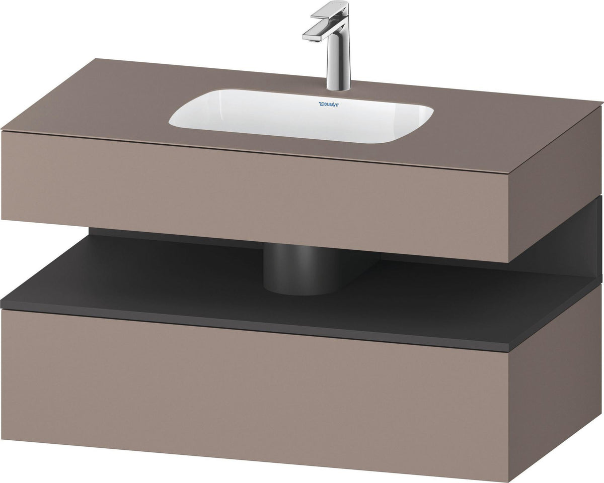 DURAVIT Qatego Einbauwaschtisch mit Konsolenwaschtischunterbau 1000 mm, 1 Auszug, antibakteriell