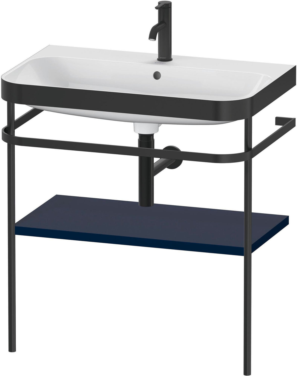 DURAVIT Happy D.2 c-bonded Waschtischset 850x775x490 mm Nachtblau seidenmatt mit Metallkonsole