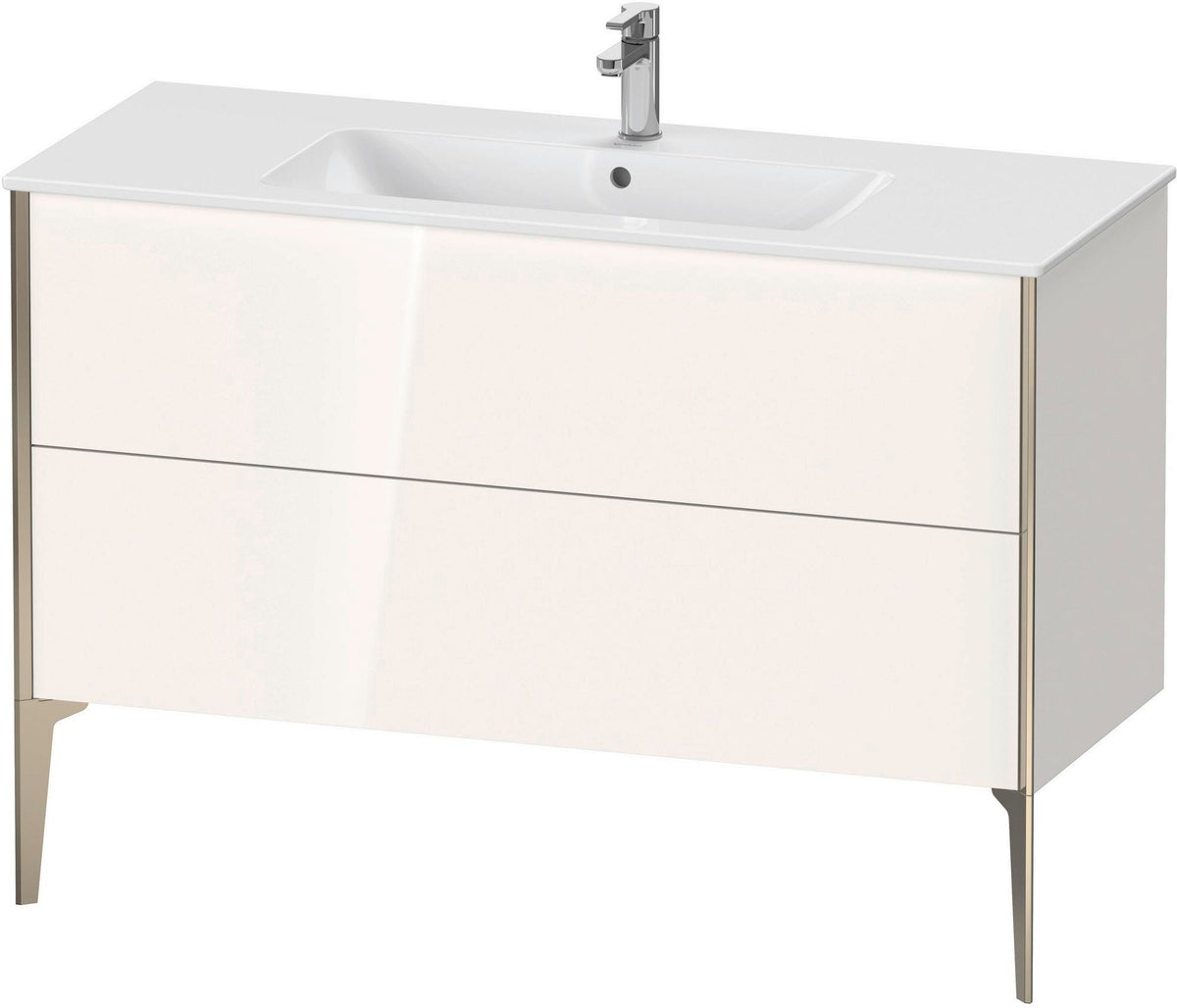 DURAVIT XViu Waschtischunterbau bodenstehend 1210 mm, 2 Auszüge, champagner matt/weiß matt