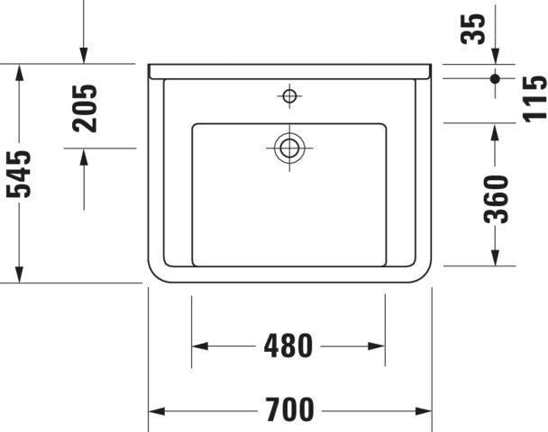 DURAVIT Waschtisch Starck 3 Vital 700 mm mit Überlauf und Hahnlochbank, weiß
