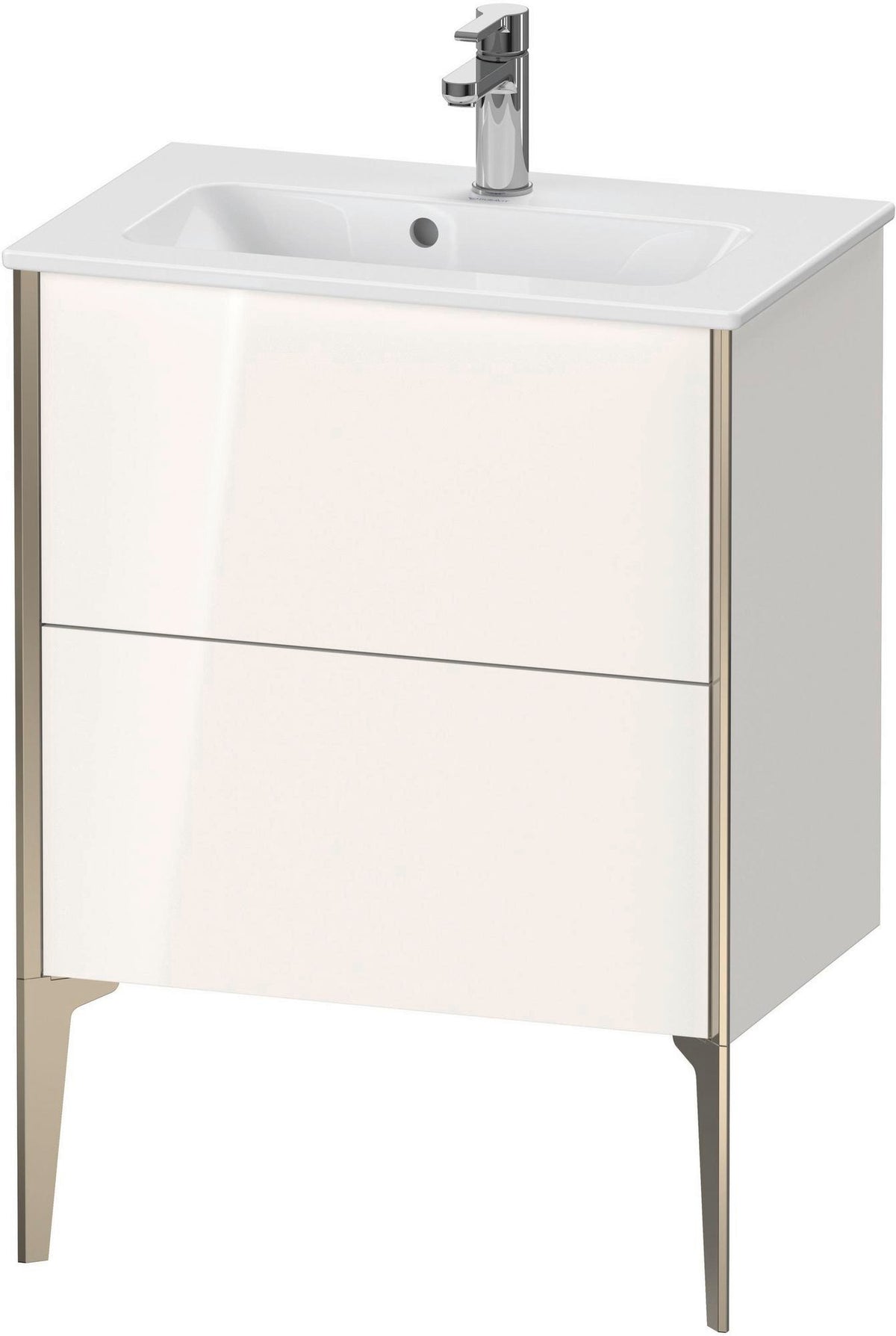 Duravit XViu Waschtischunterbau bodenstehend 610 mm, 2 Auszüge, champagner matt/weiß matt
