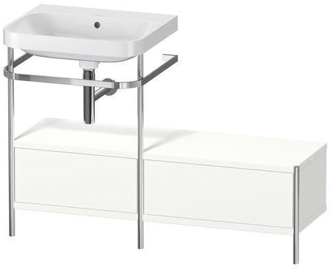 Duravit Happy D.2 Plus Waschtischset 1200 mm taupe supermatt – Einrichtungssystem Nussbaum rechts, bodenstehend, mit Hahnloch