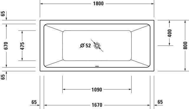 Duravit No.1 Whirlwanne 1800x800mm Einbauversion mit Jet-System, 6 Wanddüsen, Weiß