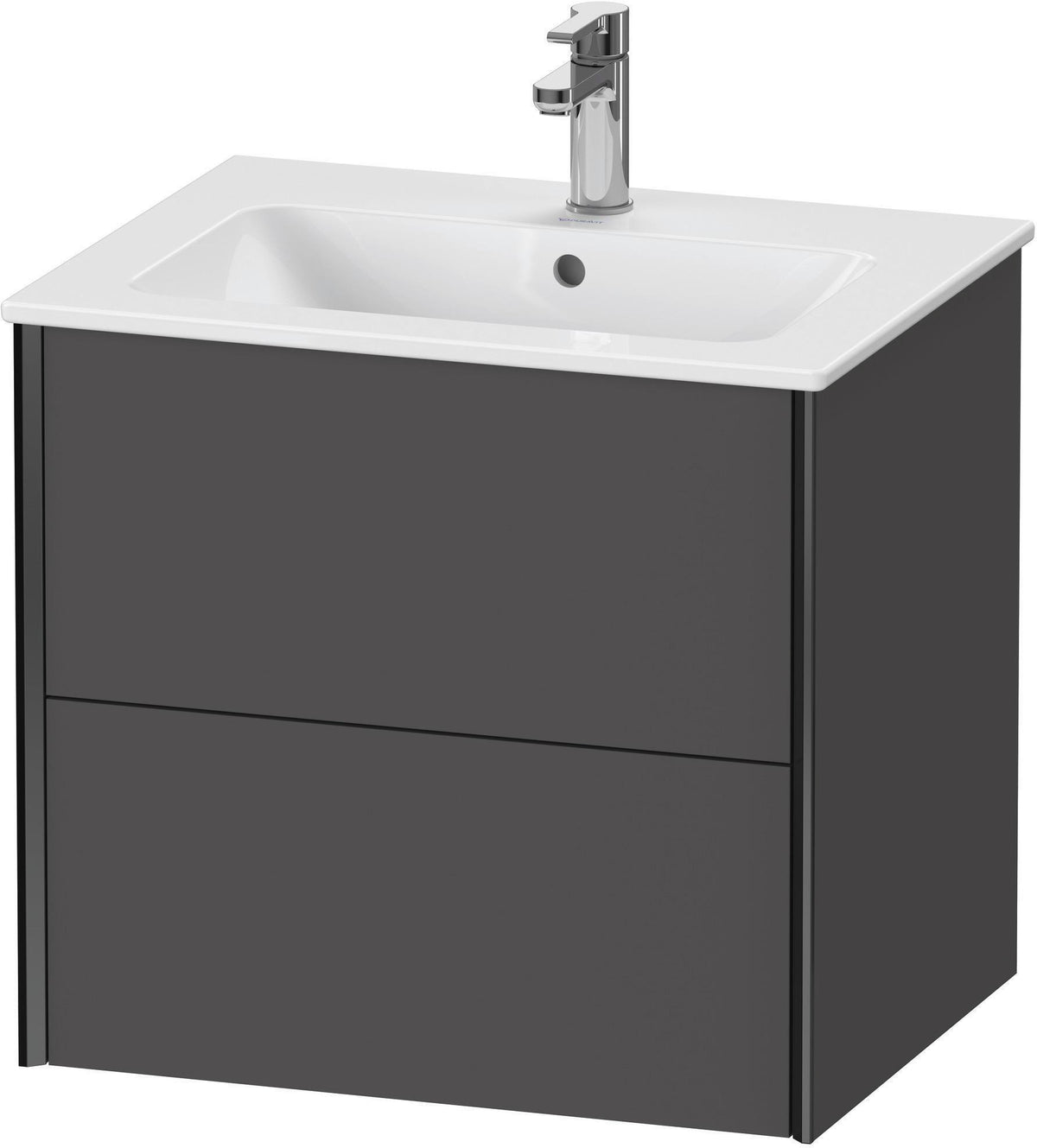 DURAVIT XViu Waschtischunterbau wandhängend 610 mm, 2 Schubkästen, weiß matt – ohne Griff, mit Tip-On-Technik