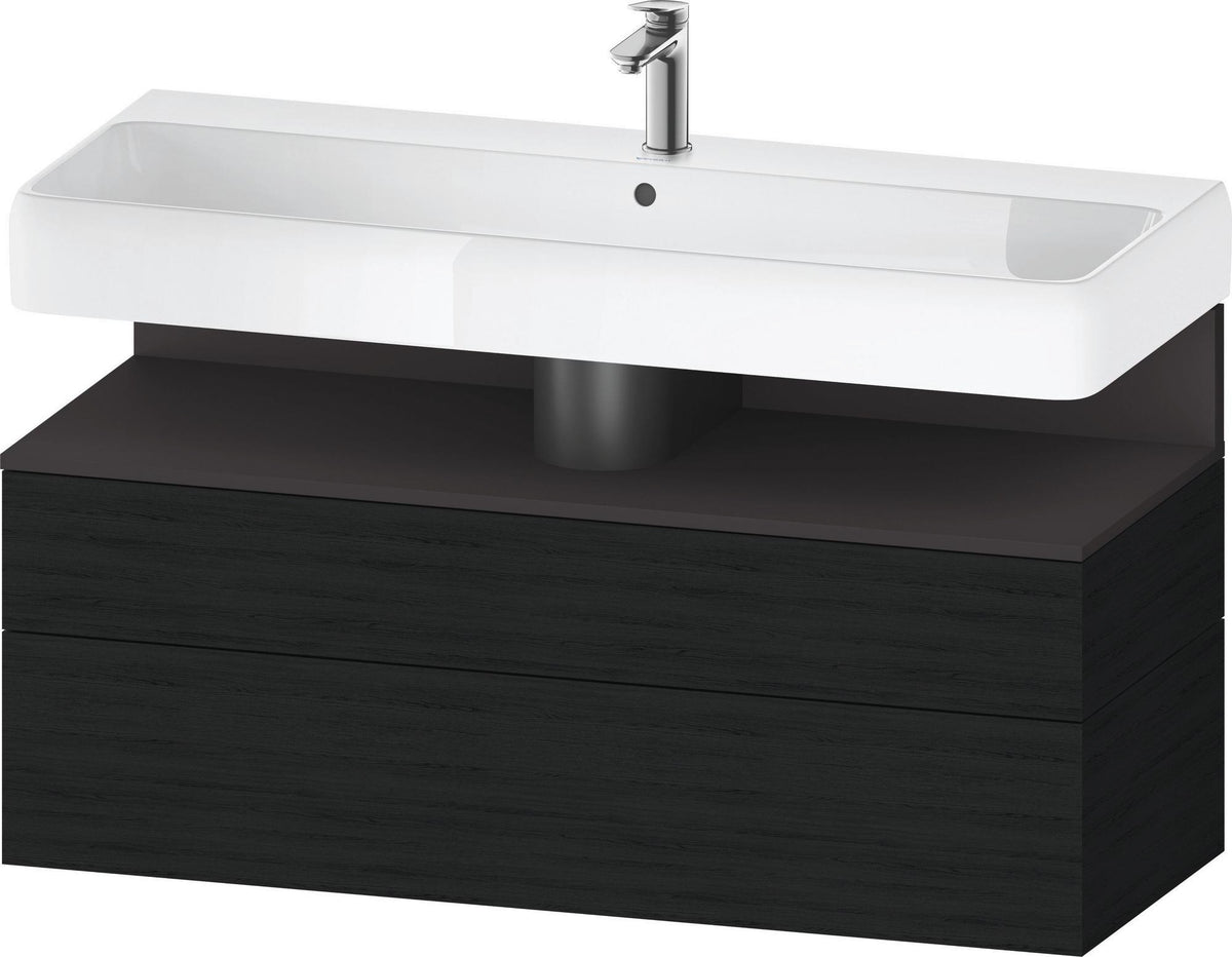 Duravit Qatego Waschtischunterbau 1190 mm – Weiß Matt mit Eiche Schwarz Nische, 1 Auszug, LED