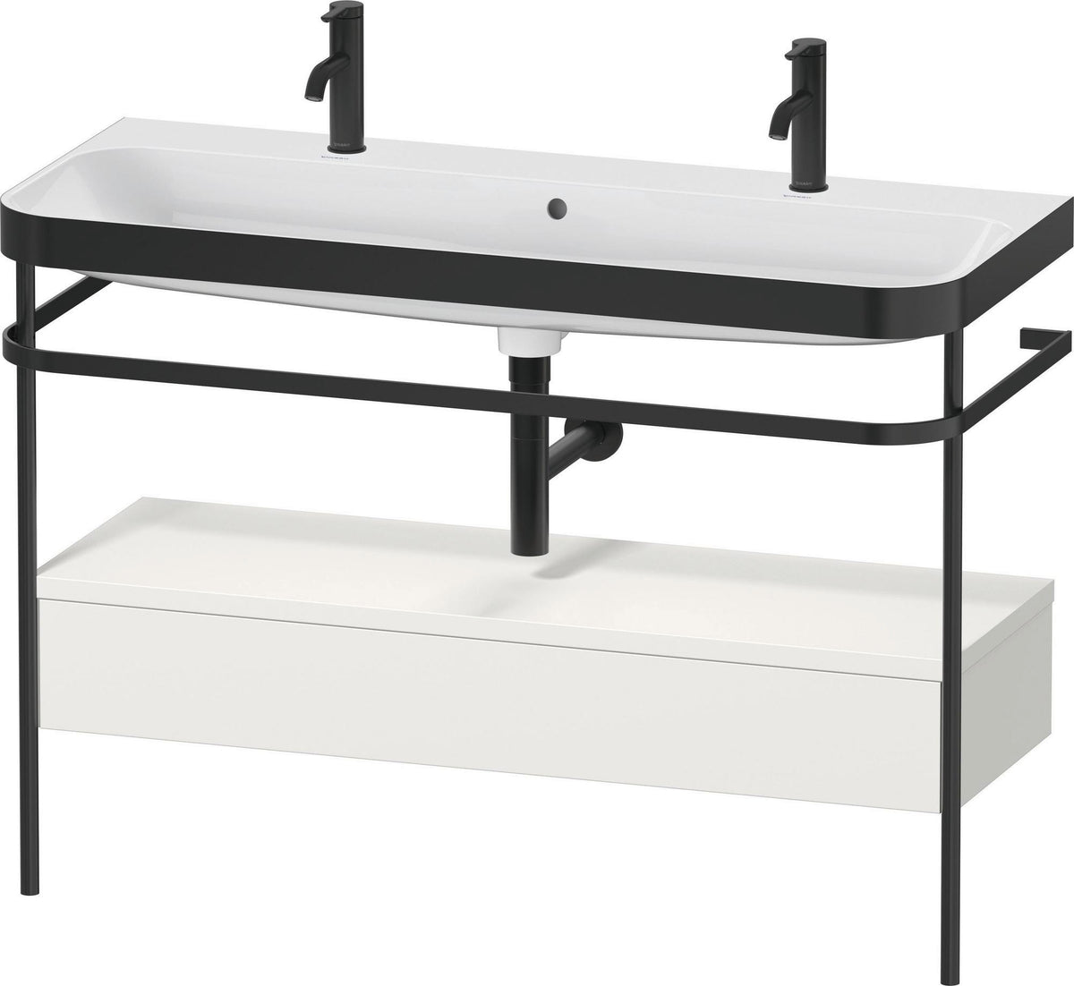 DURAVIT Happy D.2 c-bonded Waschtischset 1175 mm mit Metallkonsole und Schubkasten