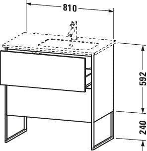 Duravit XSquare Waschtischunterbau 810x832x478 mm mit 2 Auszügen in seidenmattem Esche-Ahorn