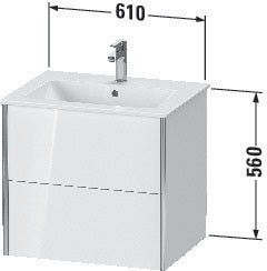 Duravit Waschtischunterbau XVIU 610x560x480mm 2 Schubkästen Ahorn Mitte s-matt