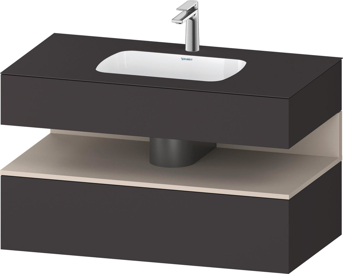 DURAVIT Qatego Einbauwaschtisch mit Konsolenwaschtischunterbau 1000 mm, 1 Auszug, antibakteriell