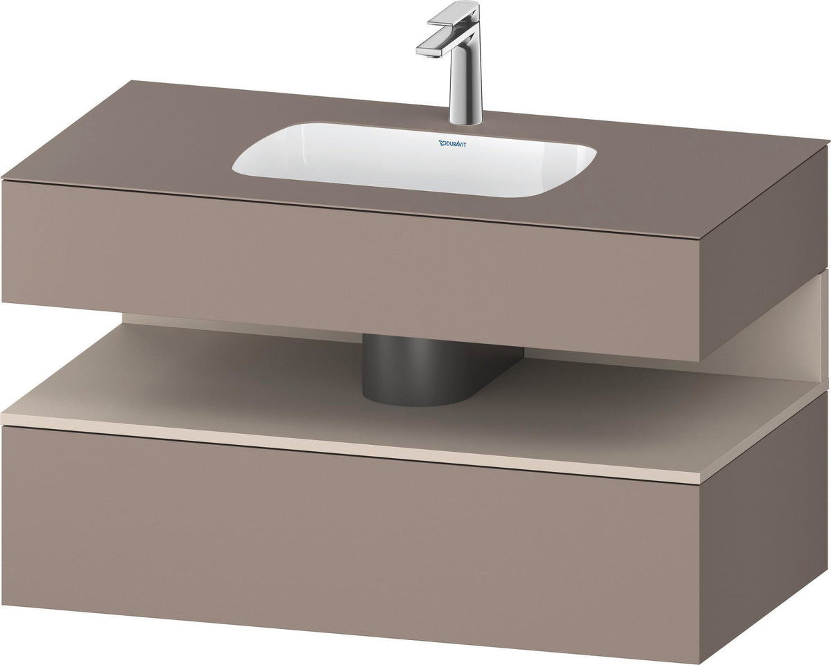 DURAVIT Qatego Einbauwaschtisch mit Konsolenwaschtischunterbau 1000 mm, 1 Auszug, antibakteriell