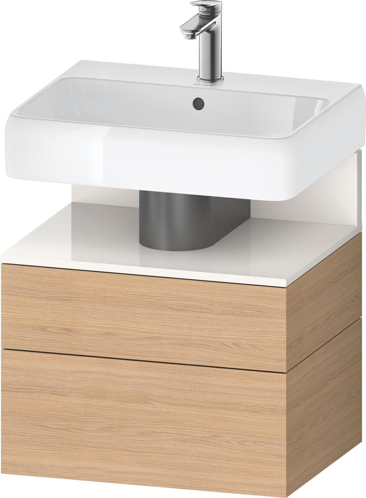 DURAVIT Qatego Waschtischunterbau 590 mm wandhängend, 1 Auszug, weiß Hochglanz, Nische Eiche Schwarz