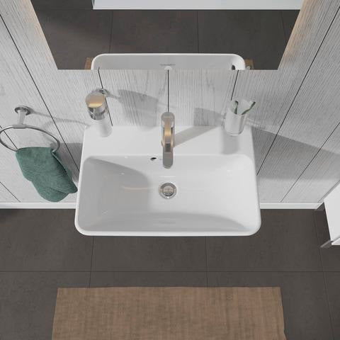 DURAVIT Waschtisch ME by Starck 600 mm Weiß Seidenmatt mit Überlauf und 1 Hahnloch