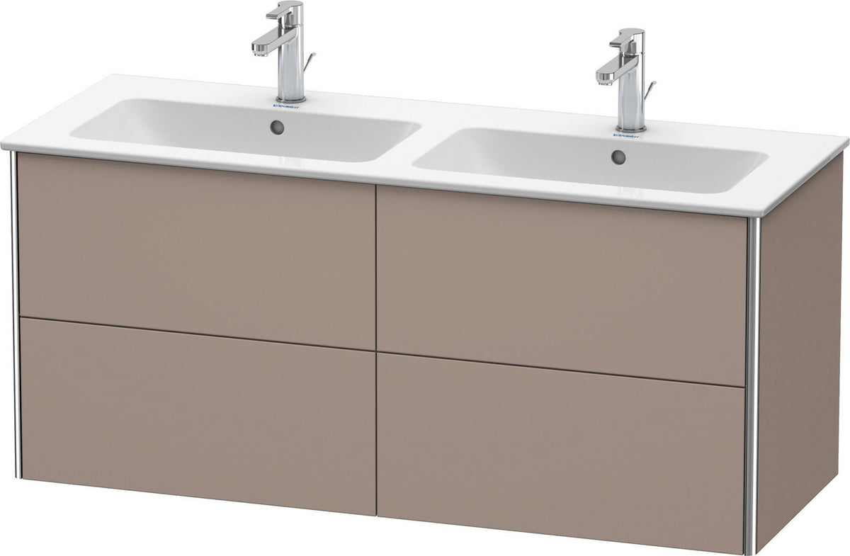 Duravit XSquare Waschtischunterbau 1280 mm, 4 Schubkästen, Betongrau Matt, wandhängend