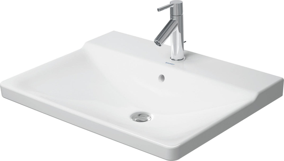 DURAVIT Möbelwaschtisch P3 Comforts 650 mm weiß mit Überlauf und Hahnlochbank