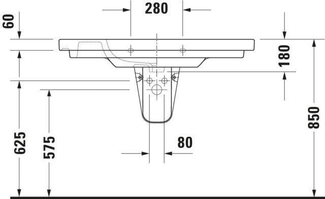 Duravit D-Code Möbelwaschtisch 1050 mm Weiß mit Überlauf und Hahnlochbank – Wandhängend