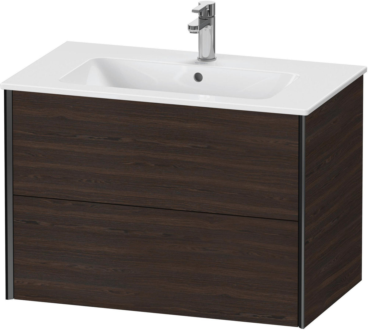 Duravit XViu Waschtischunterbau wandhängend 810 mm, 2 Schubkästen, champagner matt/weiß matt – ohne Griff, mit Tip-On-Technik