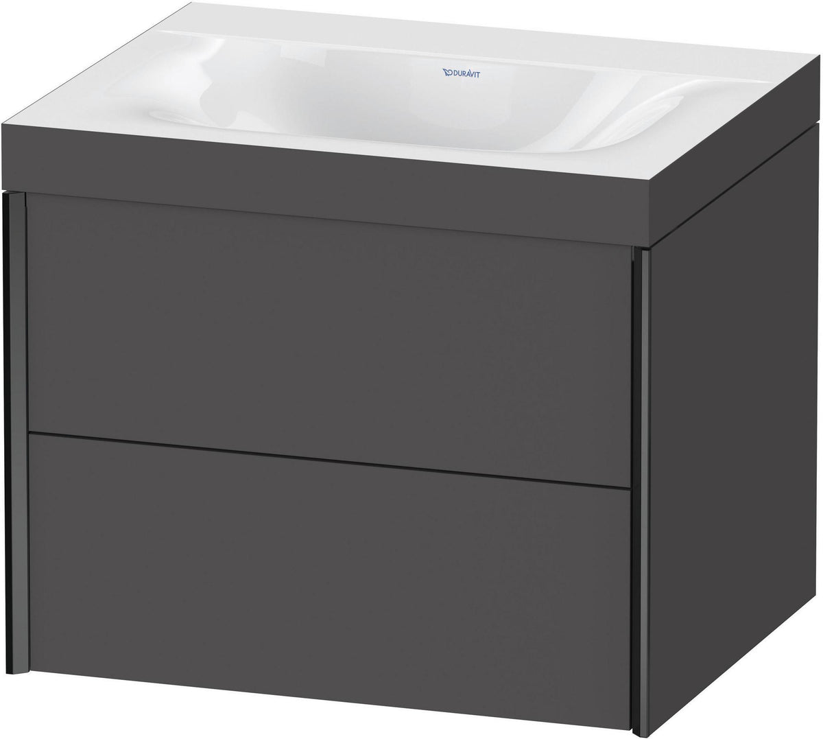Duravit XViu Waschtischunterbauset c-bonded, 2 Schubkästen, 600x480x503 mm, schwarz matt / graphit matt