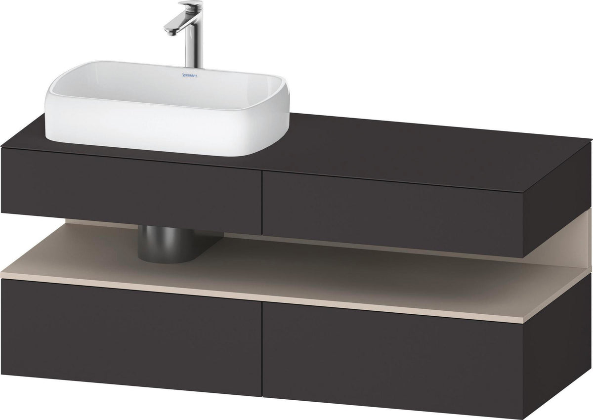 DURAVIT Qatego Studio F. A. Porsche Konsolenwaschtischunterbau 1400 mm Weiß Matt mit LED-Nischenbeleuchtung