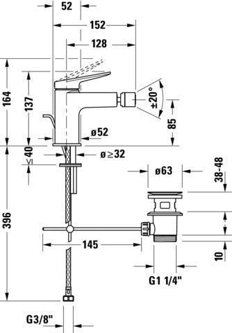 DURAVIT Wave Standventil Chrom – 1-löchig, Messing, Strahlregler, 90 mm Auslauf