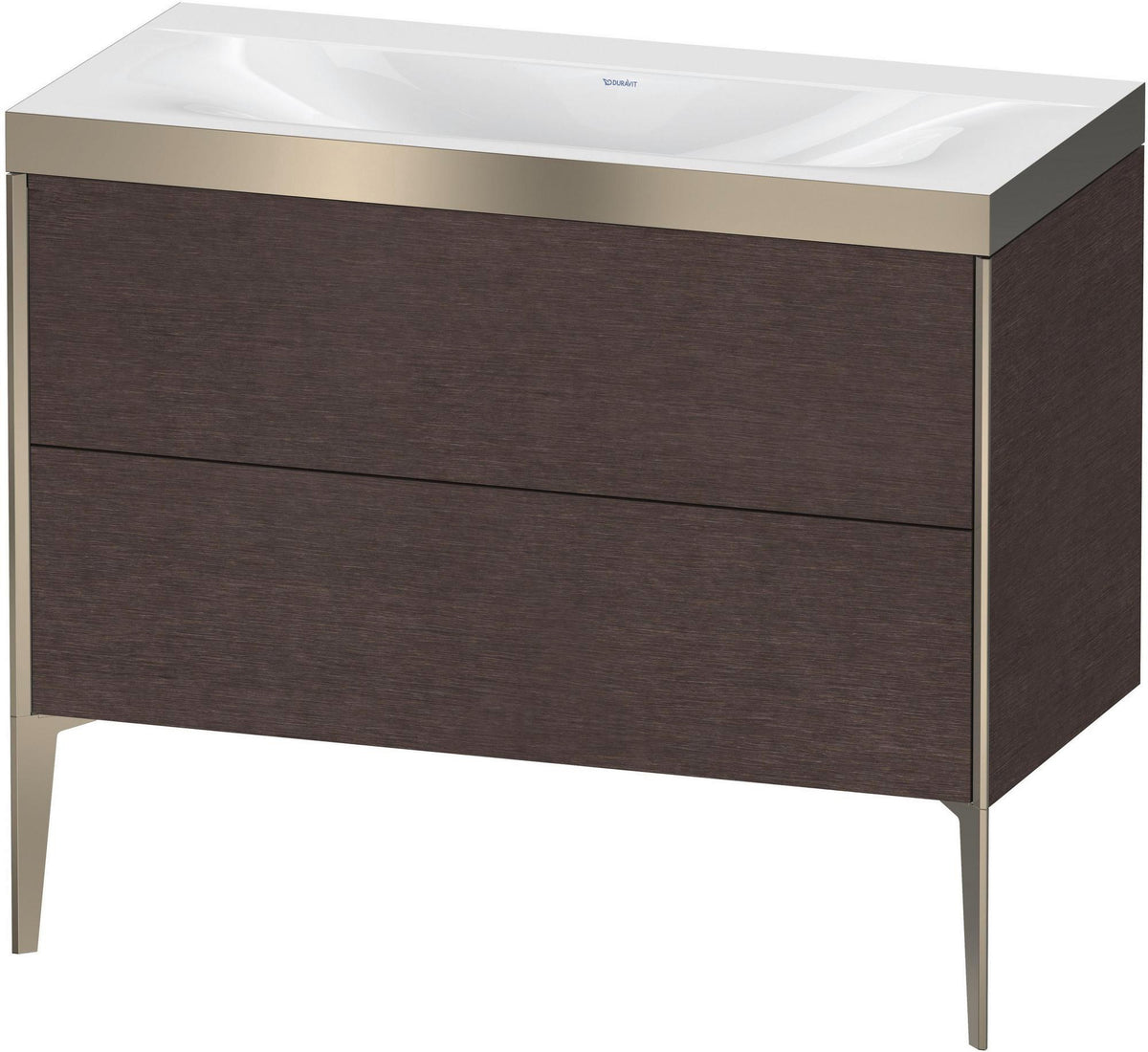 Duravit XViu Waschtischunterbauset c-bonded 1000 mm, 2 Auszüge, Champagner Matt / Mediterrane Eiche