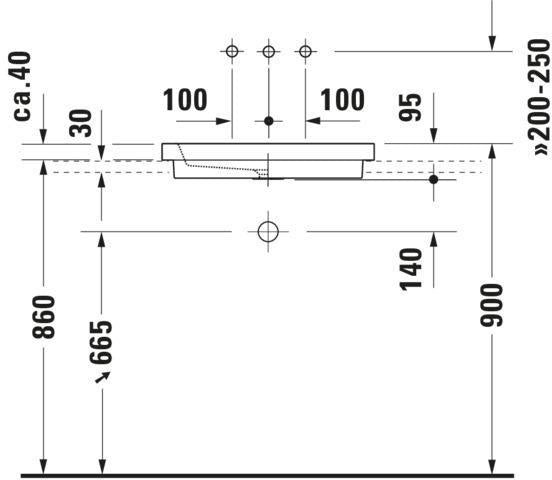 DURAVIT Einbauwaschtisch 2nd floor 580 mm ohne Überlauf und Hahnloch, weiß