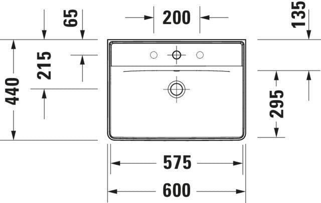 Duravit D-Neo Waschtisch 550 mm weiß mit Überlauf und WonderGliss