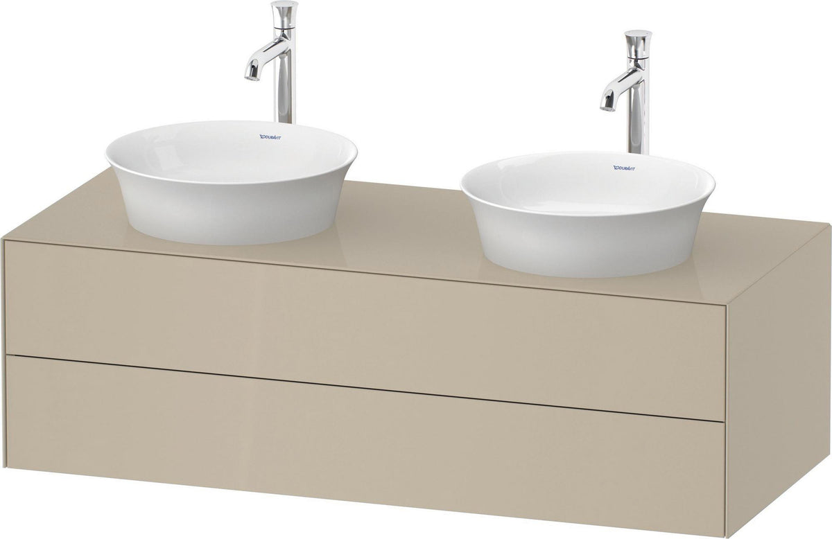 DURAVIT White Tulip Konsolenwaschtischunterbau 1300 mm mit 2 Schubkästen, Amerikanisch Nussbaum / Taupe Hochglanz