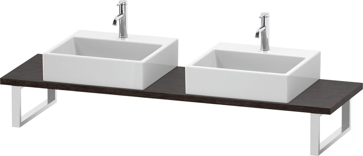 Duravit L-Cube Konsole variabel, 480 mm tief, weiß matt, mit 2 Waschschüssel-Aussparungen
