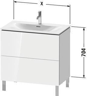 Duravit Waschtischunterbau L-Cube 704x820x481mm weiß matt mit Tip-On-Technik und 2 Auszügen