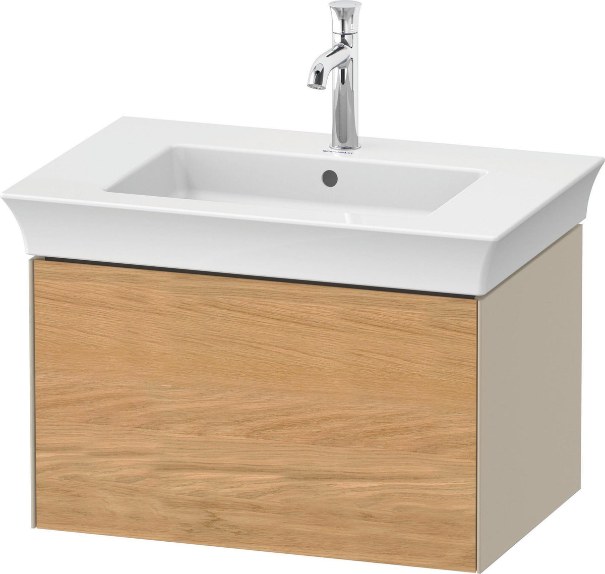 DURAVIT White Tulip Waschtischunterbau 684 mm wandhängend, 1 Auszug, Nussbaum/Taupe Hochglanz