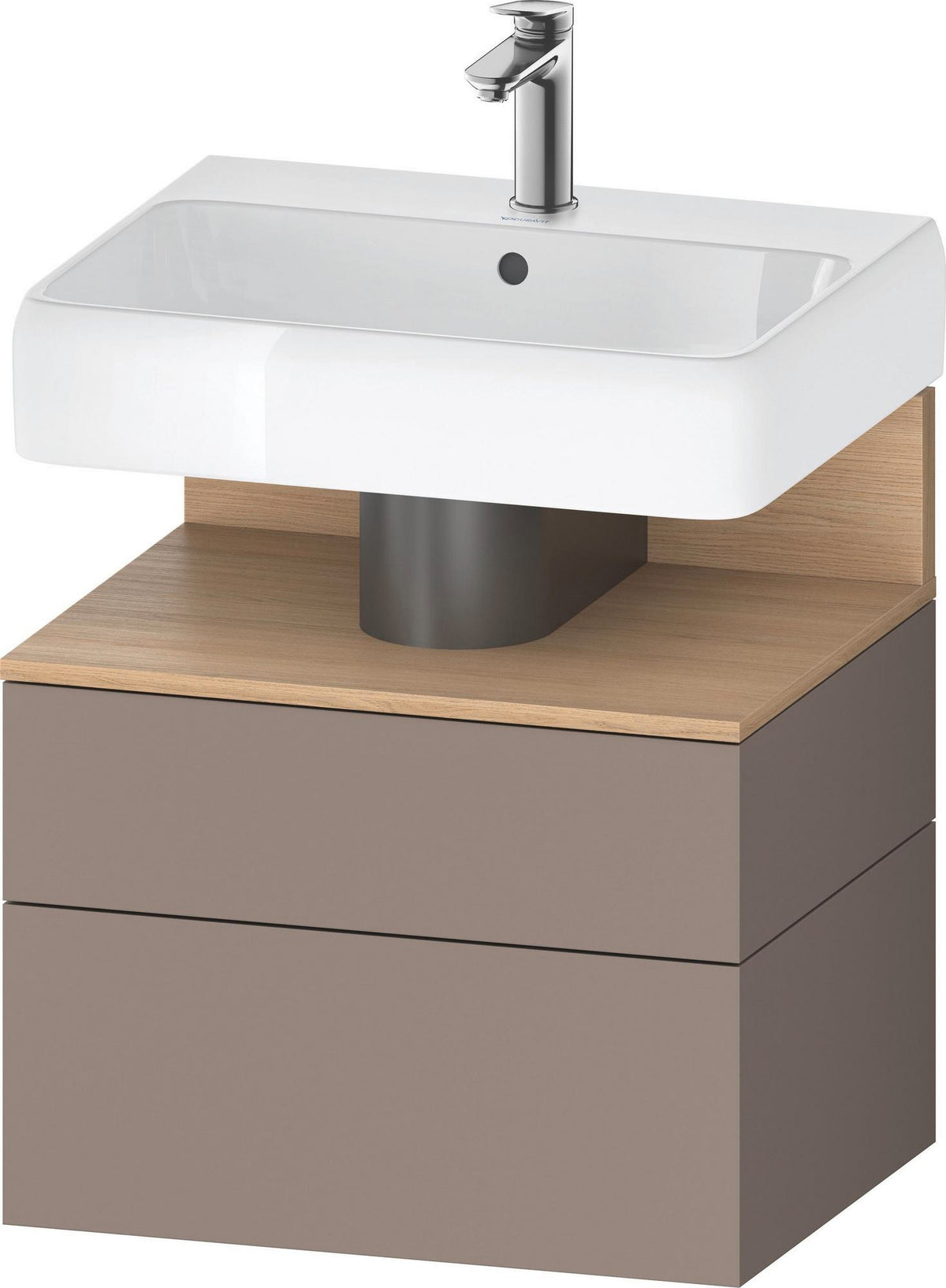 DURAVIT Qatego Waschtischunterbau 590 mm wandhängend, 1 Auszug, weiß Hochglanz, Nische Eiche Schwarz