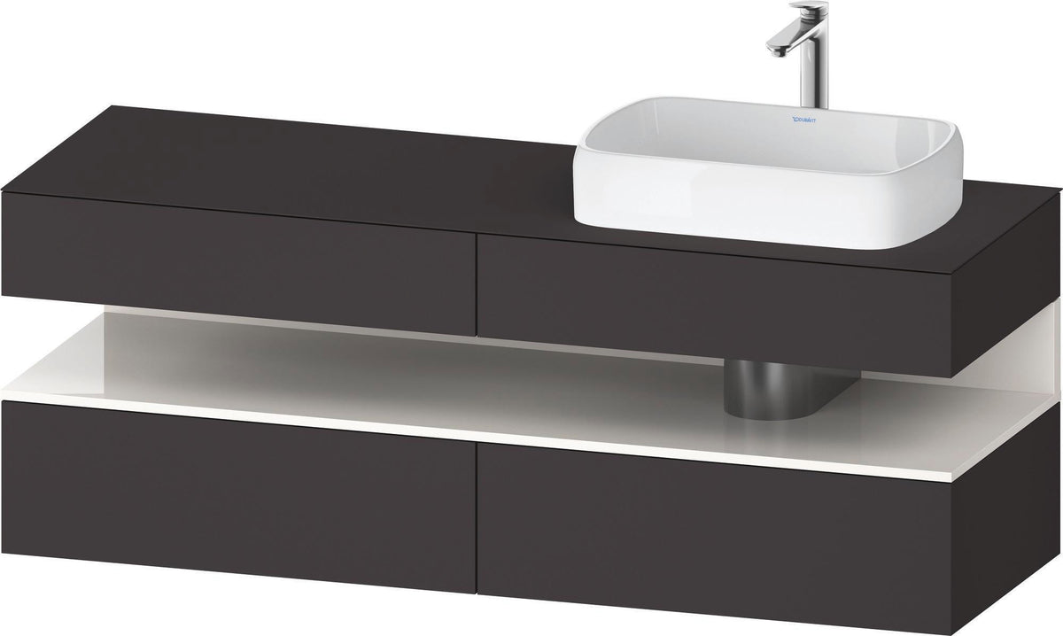 Duravit Qatego Konsolenwaschtischunterbau 1600 mm Weiß Hochglanz mit Eiche Schwarz Nische