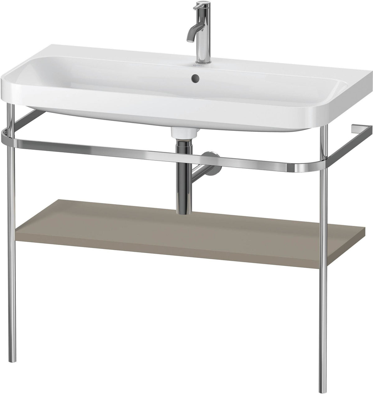 Duravit Happy D.2 c-shaped Waschtischset mit Metallkonsole, 975 mm, Taupe