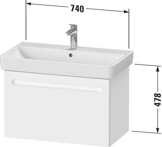 Duravit No.1 Waschtischunterbau 740 mm wandhängend mit 1 Auszug und Soft-Close in Weiß Matt