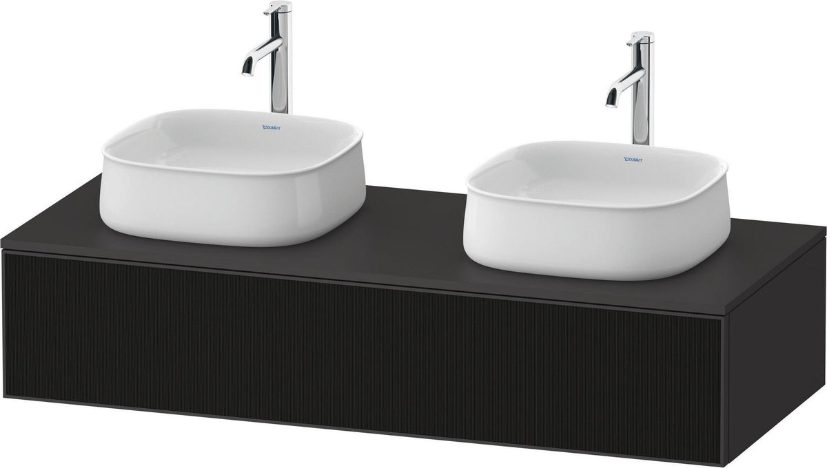 Duravit Zencha Konsolen-Waschtischunterbau 1300 mm Eiche Anthrazit mit Tip-on und Soft-Close