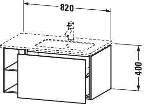 Duravit L-Cube Waschtischunterbau 820 mm, 1 Auszug, Becken rechts, Amerikanisch Nussbaum