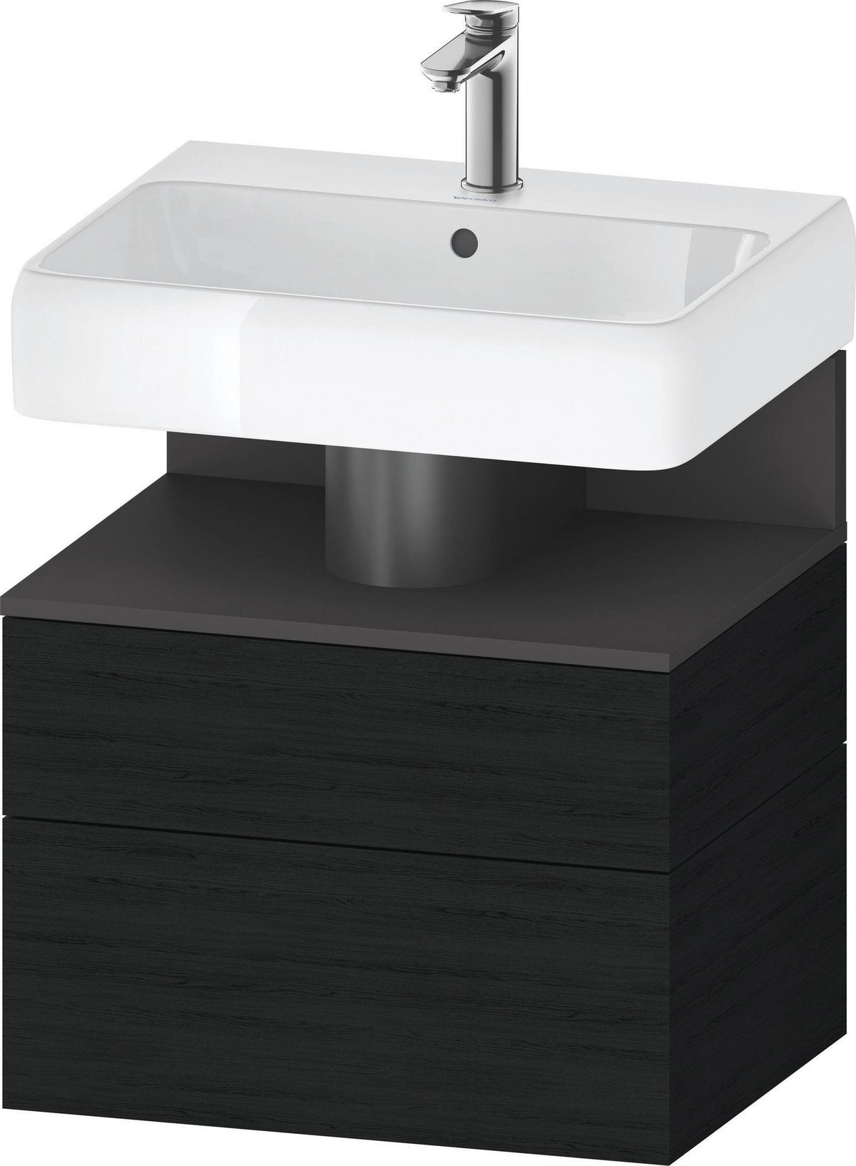 DURAVIT Qatego Waschtischunterbau 590 mm wandhängend, 1 Auszug, weiß Hochglanz, Nische Eiche Schwarz