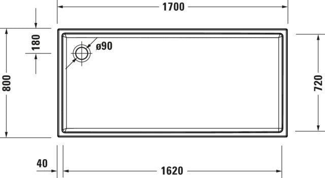 DURAVIT Starck Slimline Duschwanne 1700x750x60 mm Weiß Sanitäracryl Antislip