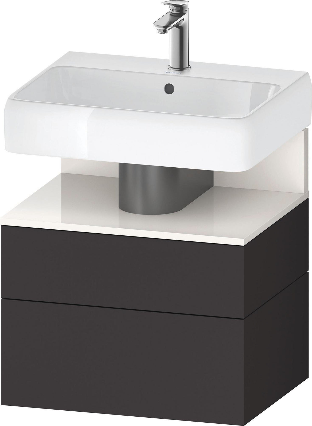 DURAVIT Qatego Waschtischunterbau 590 mm wandhängend, 1 Auszug, weiß Hochglanz, Nische Eiche Schwarz
