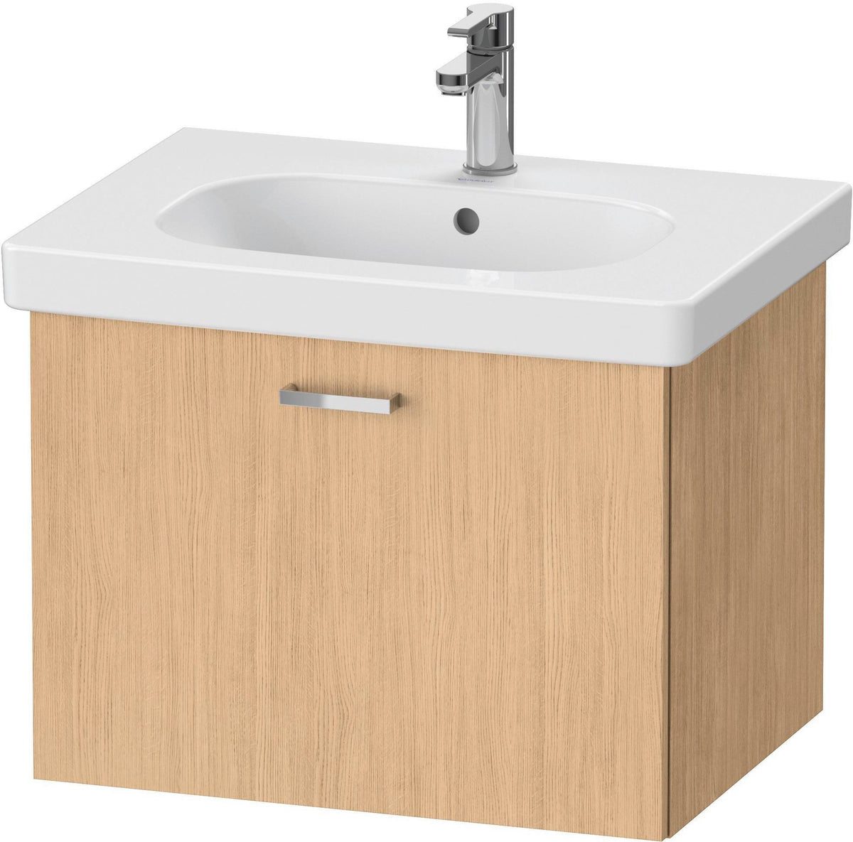 Duravit XBase Waschtischunterbau wandhängend 600 mm, 1 Auszug, weiß matt – montiert