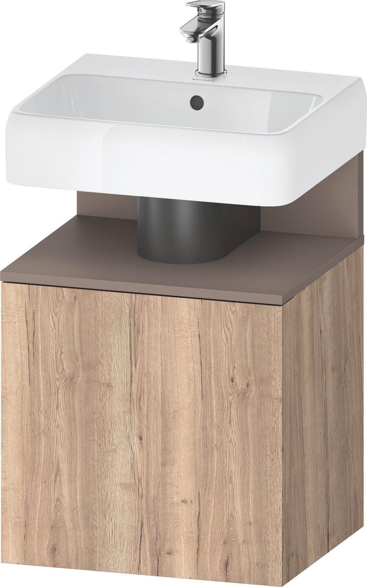 DURAVIT Qatego Waschtischunterbau 490 mm wandhängend, 1 Tür links, Weiß Matt mit Eiche Schwarz Nische