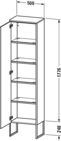 Duravit Hochschrank XSquare, bodenstehend, 1 Tür, weiß matt, 2016 mm, mit Tip-On und Dämpfung
