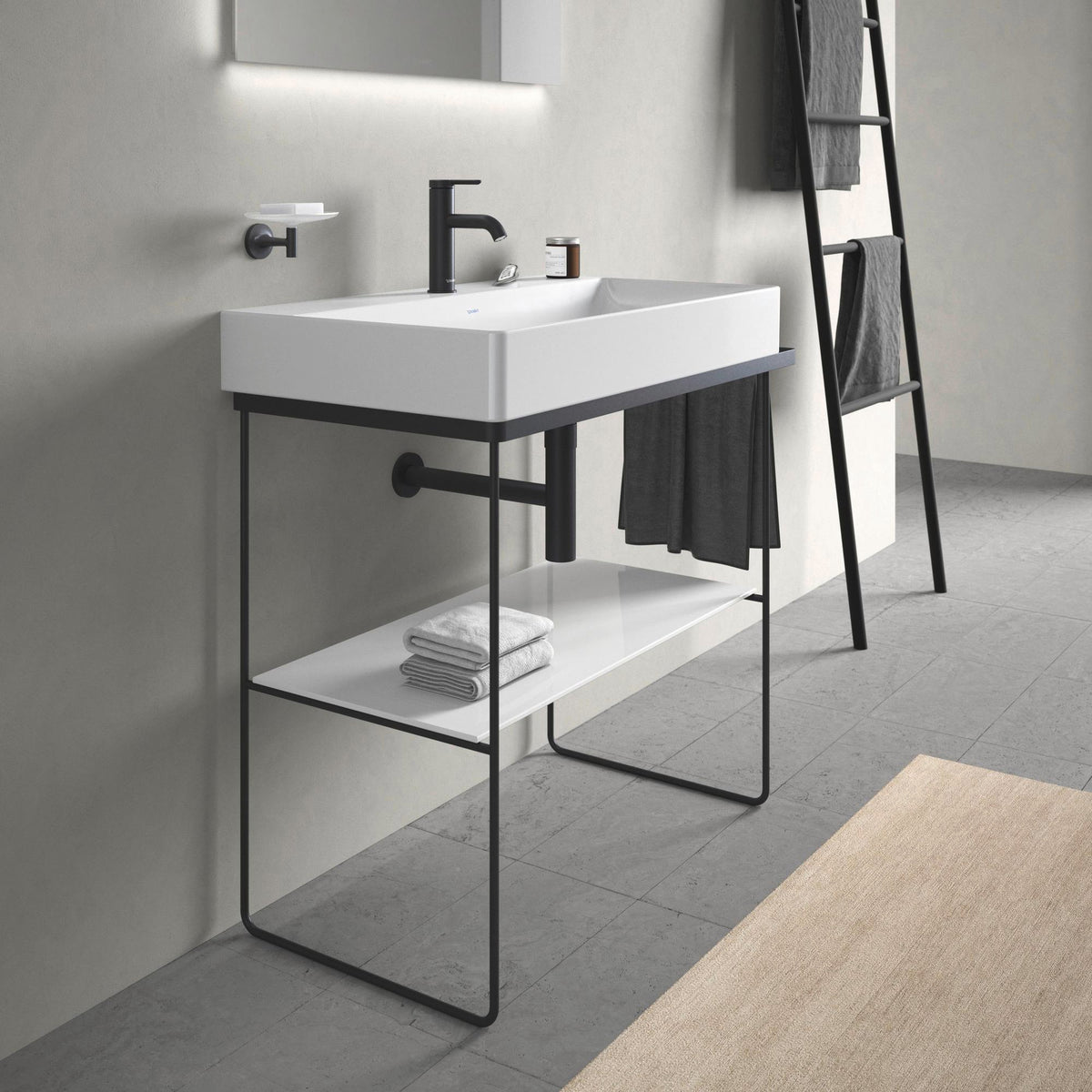 Duravit DuraSquare Metallkonsole höhenverstellbar mit Handtuchhalter links/rechts, chrom
