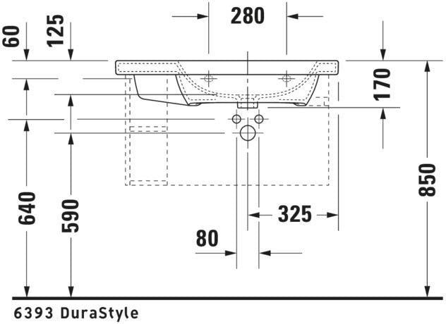 Duravit DuraStyle Möbelwaschtisch 800 mm mit Überlauf, Hahnlochbank und Becken rechts in Weiß
