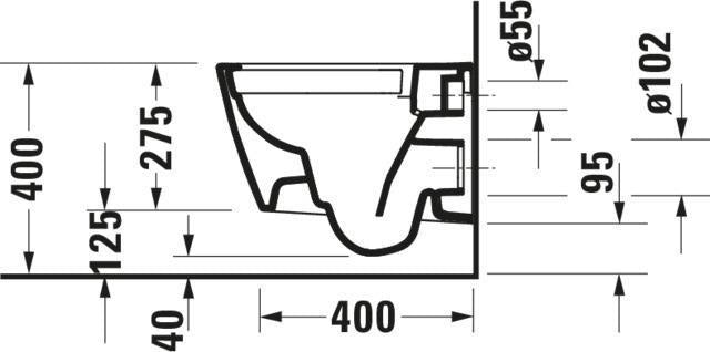 DURAVIT Wand-WC Design Classics Viu Compact 480 mm spülrandlos Weiß mit Durafix
