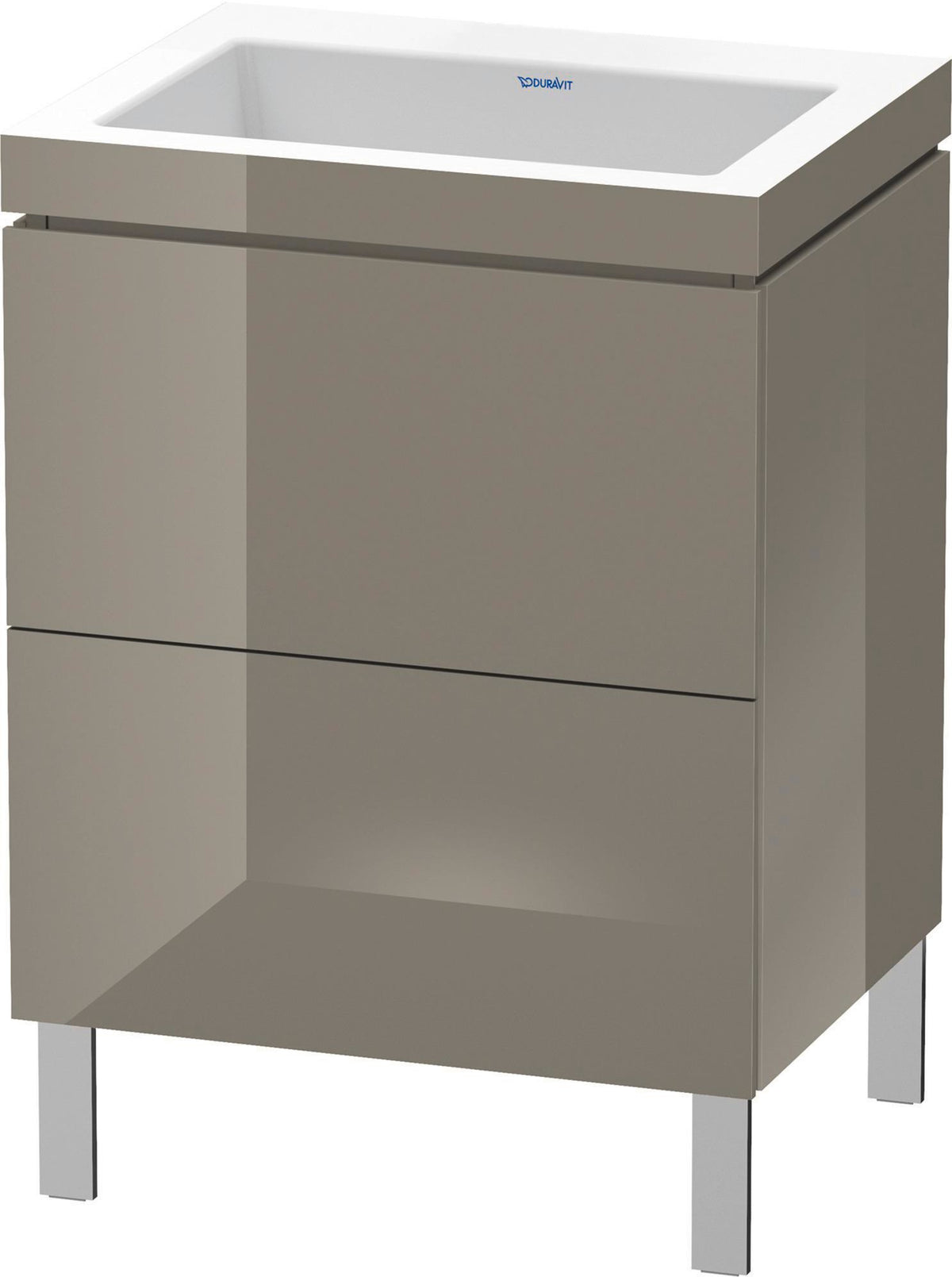 DURAVIT L-Cube Waschtischset mit Vero Air Waschtisch, 2 Auszüge, Flannel Grey Hochglanz, 698x600x480 mm