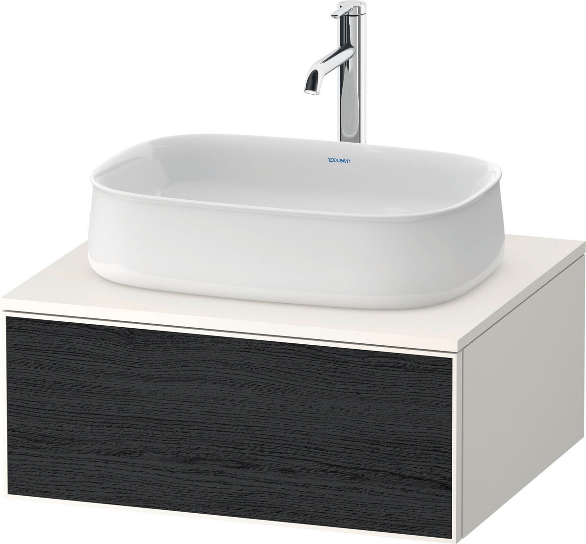 DURAVIT Zencha Konsolen-Waschtischunterbau 650 mm Eiche Anthrazit mit 1 Auszug und Push-Open
